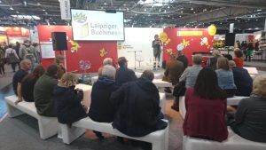 Lutz Flörke liest auf der Leipziger Buchmesse 2019, Leseinsel Junge Verlage